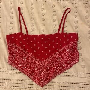 Garage size small western style red bandana tank top